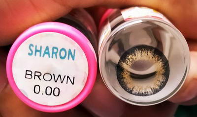 รูปคอนแทคเลนส์ Sharon หรือ  บิ๊กอายสีน้ำตาล