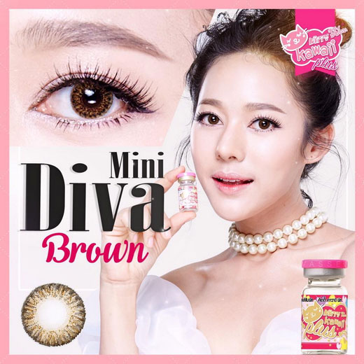 รูปคอนแทคเลนส์ Diva หรือ  บิ๊กอายสีน้ำตาล