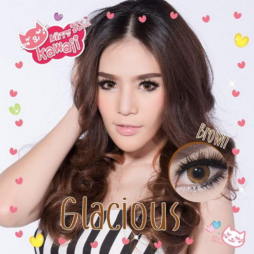 รูปคอนแทคเลนส์ Glacious หรือ Glamourous บิ๊กอายสีน้ำตาล