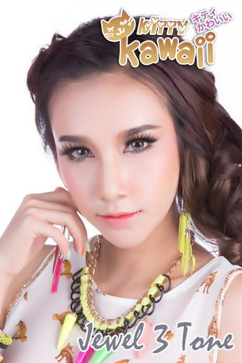 รูปบิ๊กอาย Jewel 3Tone หรือ Lily คอนแทคเลนส์สีเทา