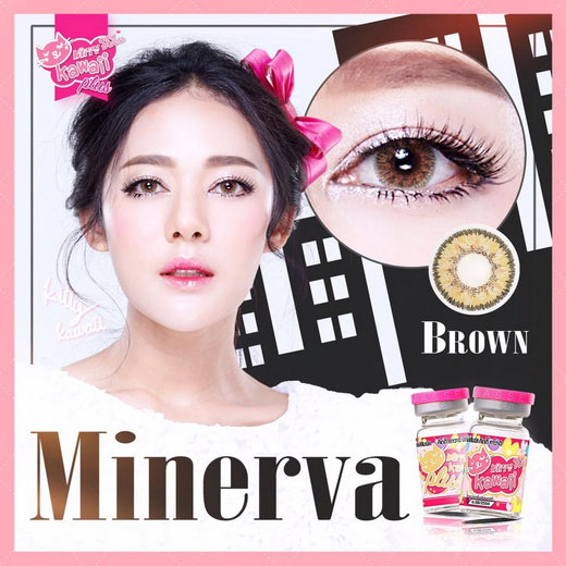 รูปคอนแทคเลนส์ Minerva หรือ  บิ๊กอายสีน้ำตาล