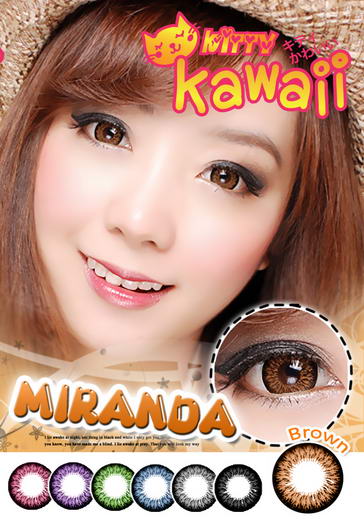 รูปคอนแทคเลนส์ Miranda หรือ Marry บิ๊กอายสีน้ำตาล