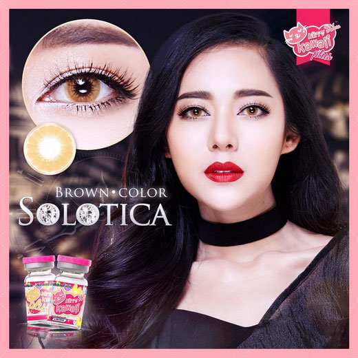 รูปคอนแทคเลนส์ Solotica หรือ  บิ๊กอายสีน้ำตาล